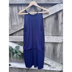 Jessica‎ Simpson Sz 14 Navy Blue Halter Gold Collar Sleeveless Short Mini Dress